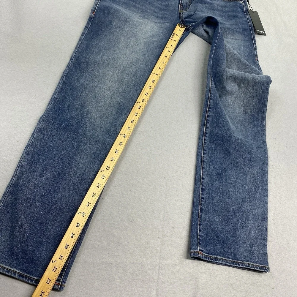 True Religion Jeans Mens 36x34 Blue Denim Pants Ricky Relaxed Straight Flap